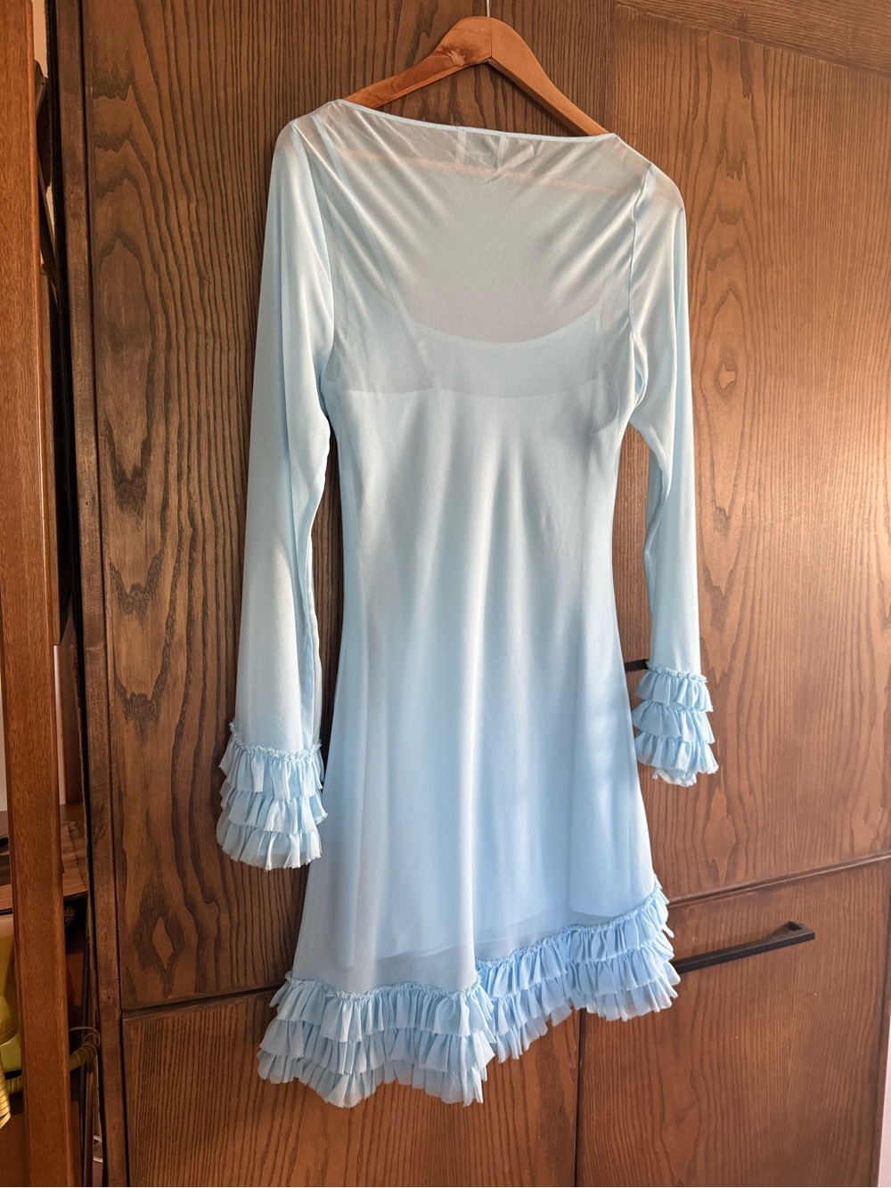Reformation Light Blue Ruffle Mini Dress - Picture 5 of 5